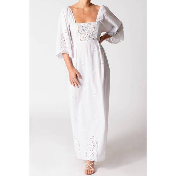 MIGUELINA Dresses & Skirts - NEW MIGUELINA meredith falcon embroidery dress in pure white